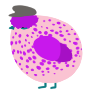 A rose and amethyst chicken with a speckle pattern