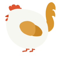 A white and orange chicken