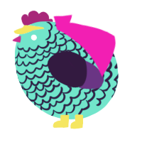 A crimson and gluppy chicken with a lace pattern