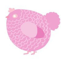 A pink chicken with a lace pattern