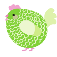 A grass and apple chicken with a lace pattern