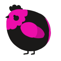 A sable and fuchsia chicken with a head pattern