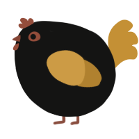 A black and gold chicken