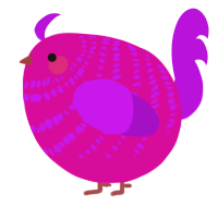A fuchsia and amethyst chicken with a bar pattern