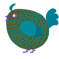 A olive and sea chicken with a lace pattern
