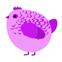 A lavender and amethyst chicken with a half-lace pattern