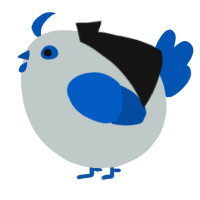 A silver and ultramarine chicken