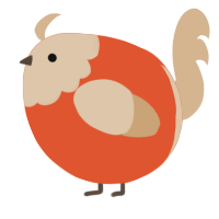 A vermilion and beige chicken with a head pattern