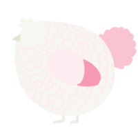 A white and rose chicken with a lace pattern