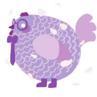 A blurple and orchid chicken with a lace pattern
