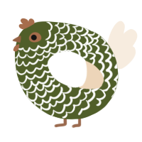 A olive and cream chicken with a lace pattern