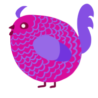 A fuchsia and blurple chicken with a lace pattern