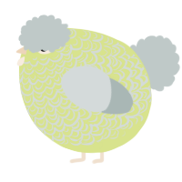 A lemon and silver chicken with a double-lace pattern