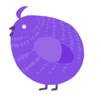 A blurple chicken with a bar pattern