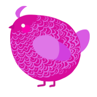 A fuchsia and orchid chicken with a double-lace pattern