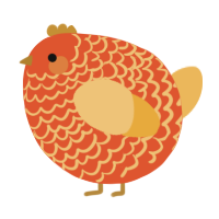 A vermilion and honey chicken with a lace pattern