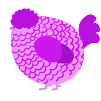 A lavender and amethyst chicken with a lace pattern