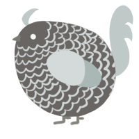 A grey and silver chicken with a lace pattern