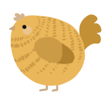 A honey and gold chicken with a bar pattern