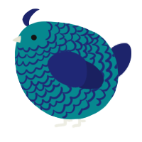 A teal and navy chicken with a lace pattern