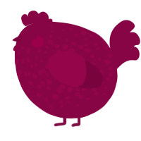 A maroon chicken with a speckle pattern
