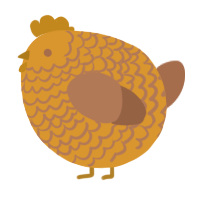 A orange and brown chicken with a lace pattern