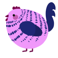 A lavender and navy chicken with a bar pattern