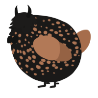 A sable and brown chicken with a speckle pattern