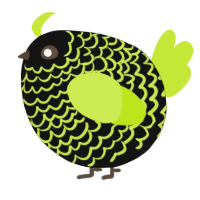 A black and lime chicken with a lace pattern