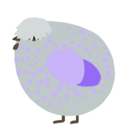 A silver and lilac chicken with a speckle pattern