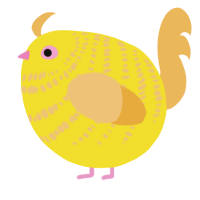 A yellow and honey chicken with a bar pattern