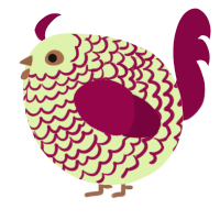 A apple and maroon chicken with a lace pattern