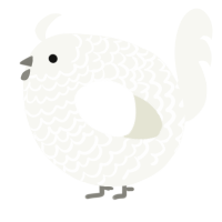 A white chicken with a lace pattern