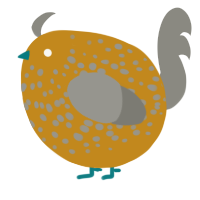 A ochre and ash chicken with a speckle pattern