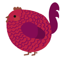 A crimson and wine chicken with a lace pattern
