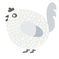 A white and mist chicken with a lace pattern