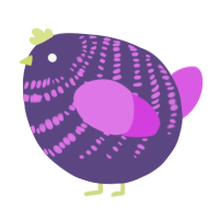 A overcast and orchid chicken with a bar pattern