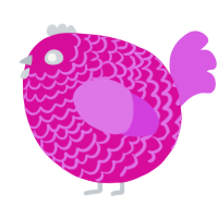 A fuchsia and orchid chicken with a lace pattern