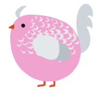 A pink and mist chicken with a half-lace pattern