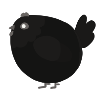 A black and sable chicken with a head pattern