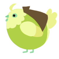 A grass and apple chicken with a head pattern