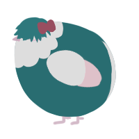 A teal and rose chicken with a head pattern