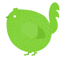 A grass chicken with a lace pattern