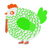 A black and amethyst chicken with a lace pattern