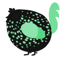 A black and spring chicken with a speckle pattern