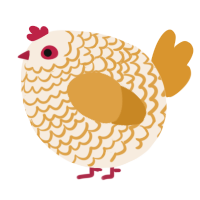 A cream and orange chicken with a lace pattern