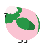 A rose and viridian chicken with a head pattern