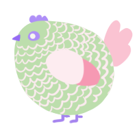 A gluppy and rose chicken with a lace pattern