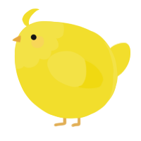 A yellow chicken with a head pattern