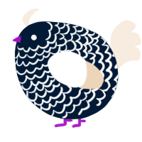A tumblr and cream chicken with a lace pattern